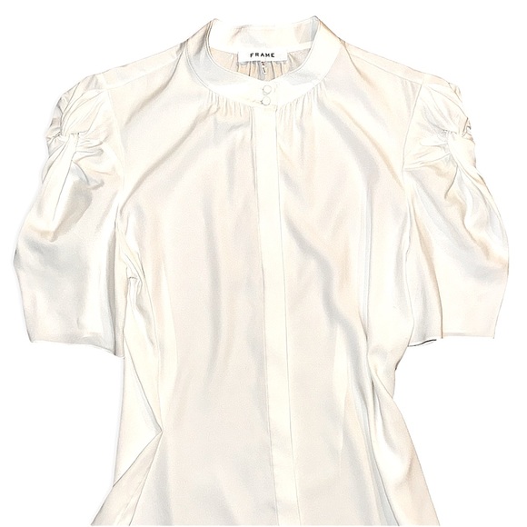 FRAME Gillian Puff Sleeve Silk Blouse - Picture 3 of 13